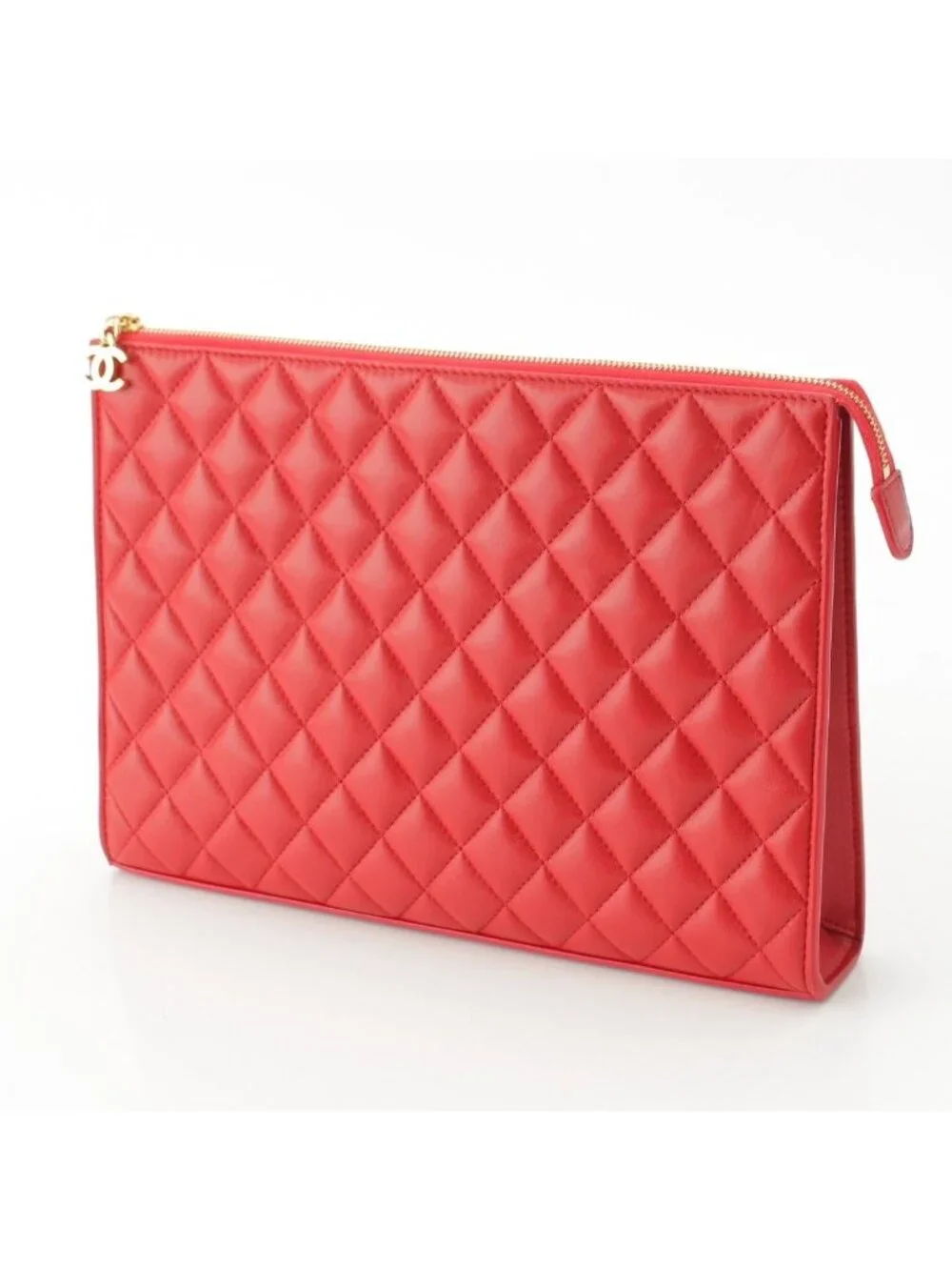 Chanel Lambskin Quilted CC Logo Clutch